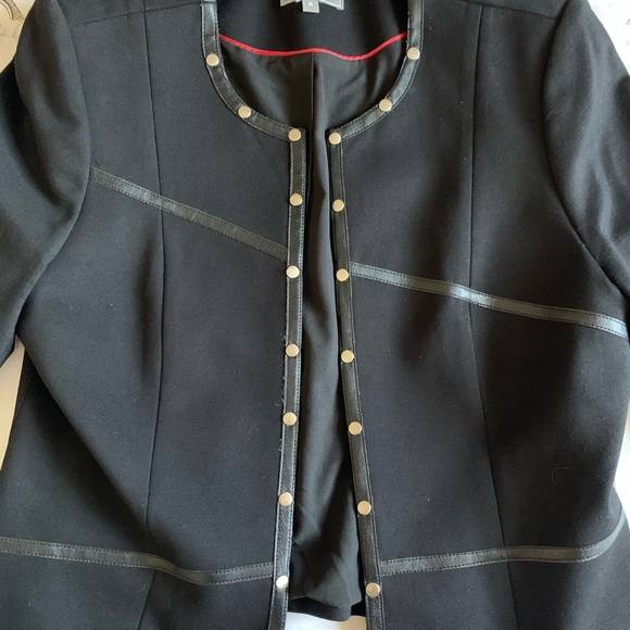LAURA PETITES BLACK JACKET WITH LEATHER DETAILS SIZE 8 - Picture 3 of 7